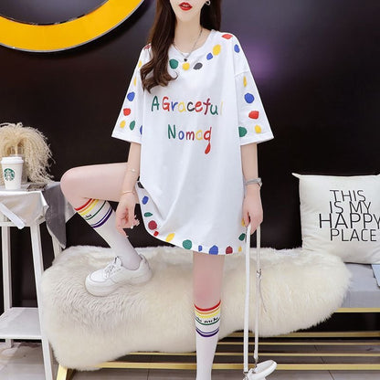 売り切れ必至 ファッション プリント 切り替え 全2色 半袖Tシャツins-8623