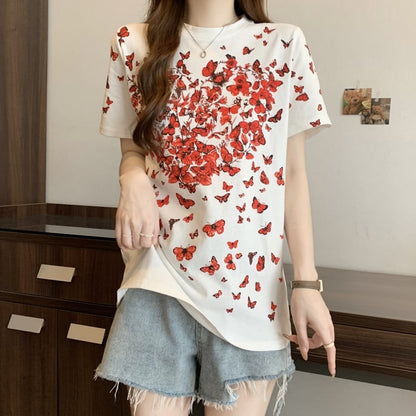 オシャレ度満点 着心地抜群 プリント半袖 Tシャツins-8211