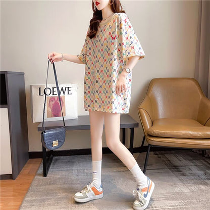 【半額！期間限定！！】新作 カジュアル プリント ラウンドネック  半袖Tシャツ カットソーins-8427