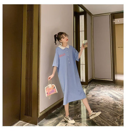 美人度アップ  カジュアル プリント 両面着る ワンピースins-8453