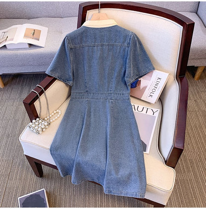 おすすめ シンプル スウィート デニム ワンピースins-8337