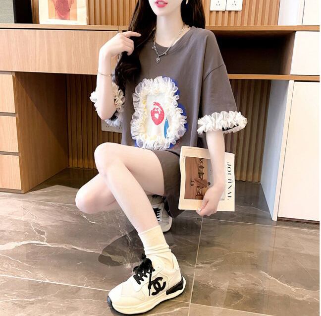 新作 個性的なデザイン 好感度満載 ラウンドネック  Tシャツ カットソーins-8405