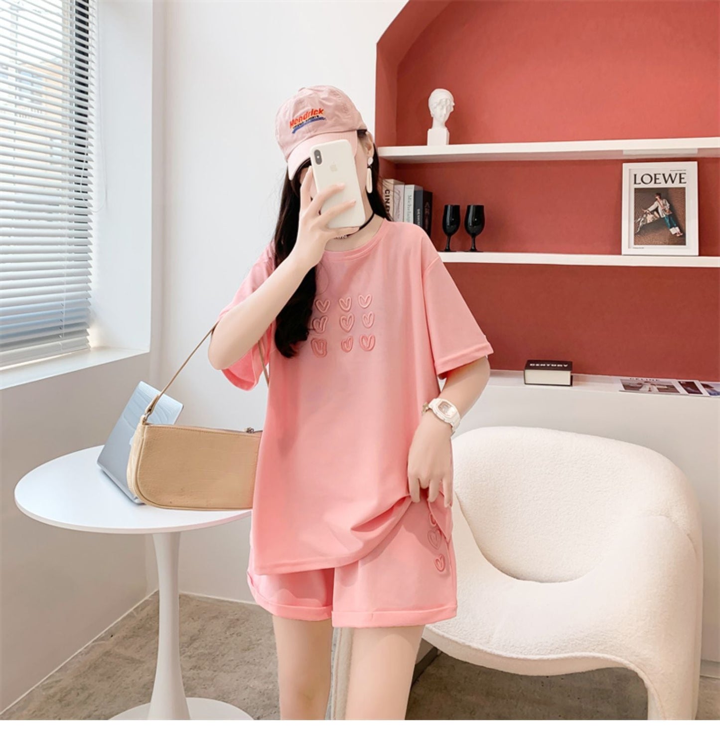 売り切れ必至  上質 カジュアル ルーズ  半袖Ｔシャツⅹパンツセット全3色 ins-8234