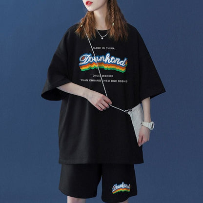 【半額セール】早い者勝ち 半袖Ｔシャツⅹパンツセット全4色 男女兼用ins-6553