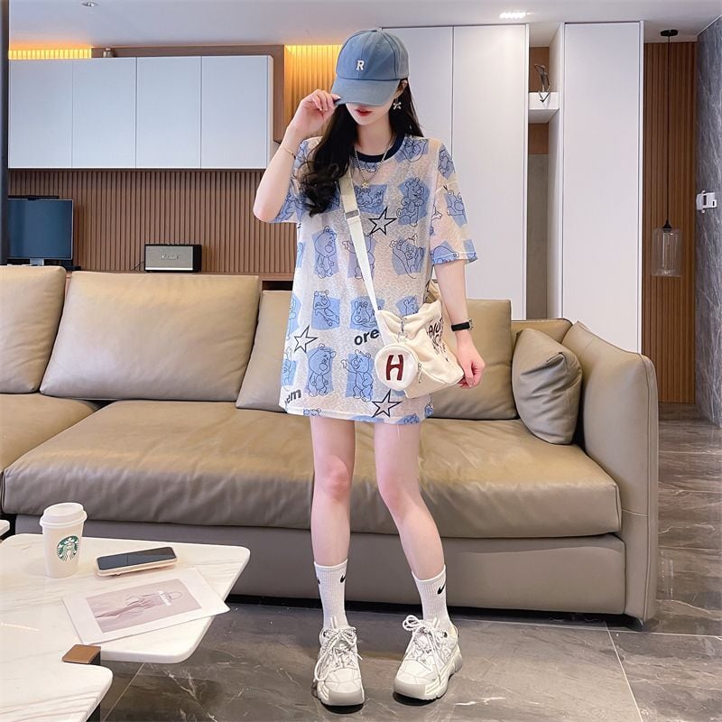 【半額！期間限定！！】絶対流行 カジュアル キュート プリント  日焼け止め 半袖Tシャツins-8576