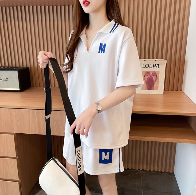 売り切れ必至 ルーズ  半袖Ｔシャツⅹパンツセット全2色ins-8190