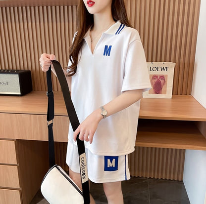 売り切れ必至 ルーズ  半袖Ｔシャツⅹパンツセット全2色ins-8190
