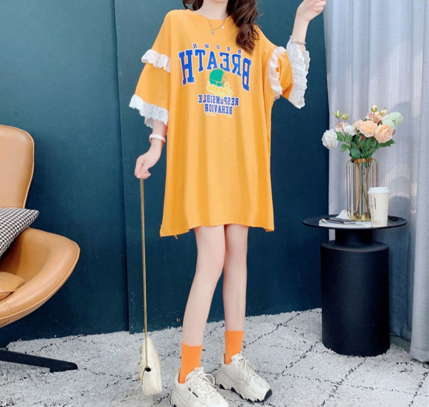 話題沸騰中  プリント ビッグロゴ ゆったり 半袖Tシャツ 全3色ins-8252