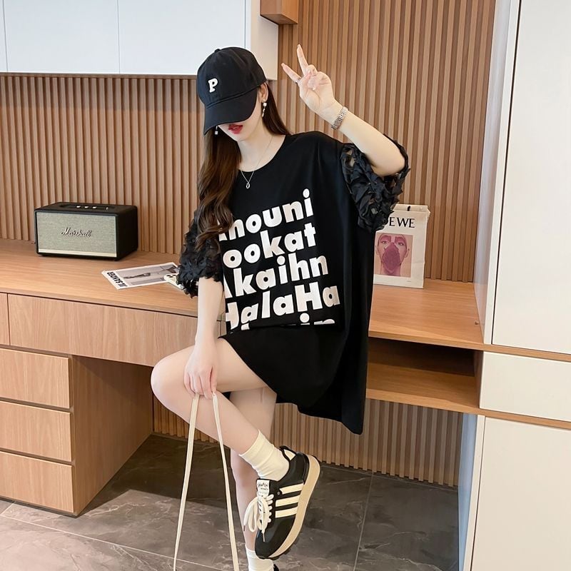 ファッション 個性派 切り替え プリント 3色選択 半袖Tシャツins-8548