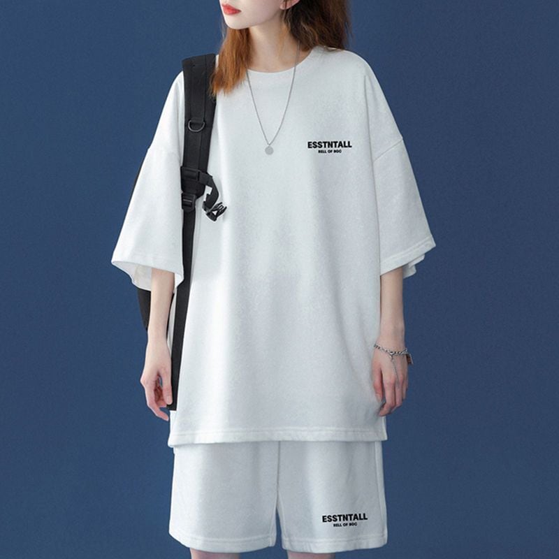 【半額セール】早い者勝ち 男女兼用 半袖Ｔシャツⅹパンツセット全4色ins-6549