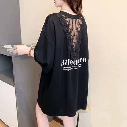 話題沸騰中 アバンギャルド レース 切り替え ホットダイヤモンド 3色選択 半袖Tシャツins-8547