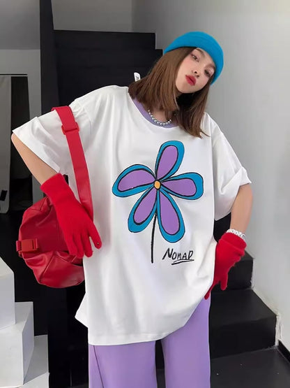 【新商品】大注目ビッグロゴ ゆったりトップス 半袖Tシャツ全3色ins-4917