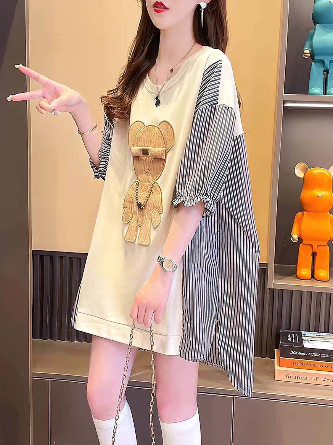 美人度アップ ファッションルーズ カットソーins-6568