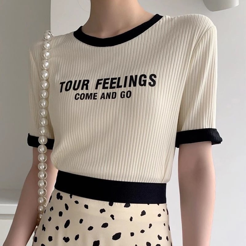 ゆったり感アップ ファッション アルファベット Tシャツ カットソーins-3077