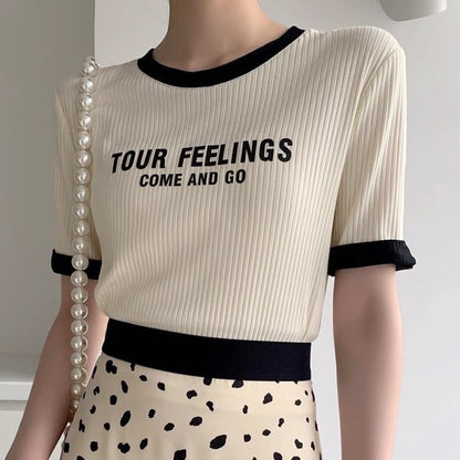 ゆったり感アップ ファッション アルファベット Tシャツ カットソーins-3077
