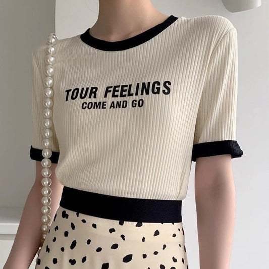 ゆったり感アップ ファッション アルファベット Tシャツ カットソーins-3077