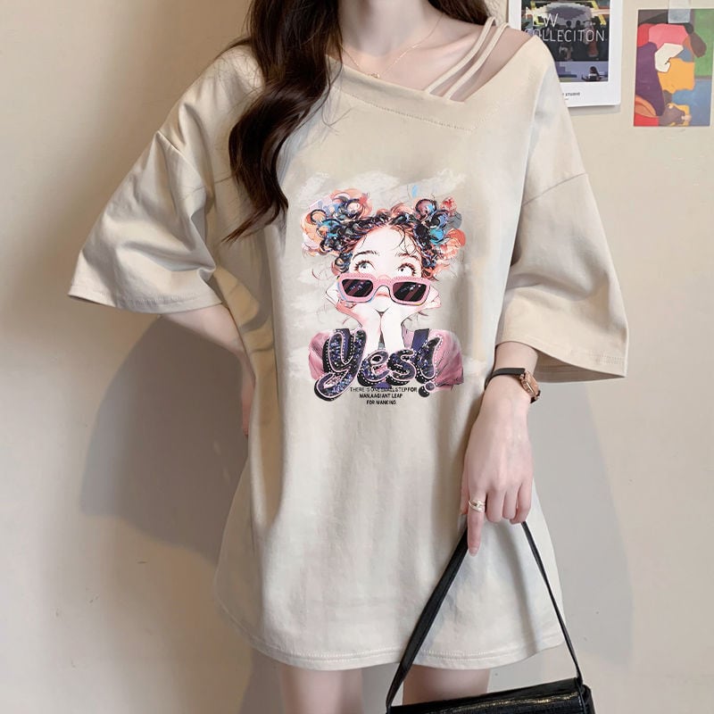 美人度アップ キュート カジュアル 全3色 半袖Tシャツ カットソー ins-8613