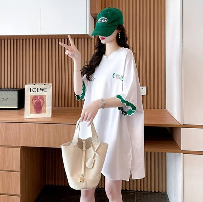 【半額！期間限定！！】デザインセンスニッチなミドル丈半袖Tシャツ新スタイルins-3007