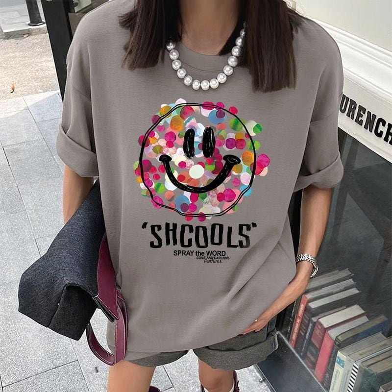 話題沸騰中 カジュアル スマイリー 半袖 Tシャツ ins-8651