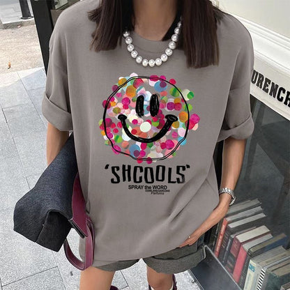 話題沸騰中 カジュアル スマイリー 半袖 Tシャツ ins-8651