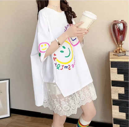 新作 レイヤード風 ロゴ プリント ゆったり 半袖 Ｔシャツ 全3色ins-4948