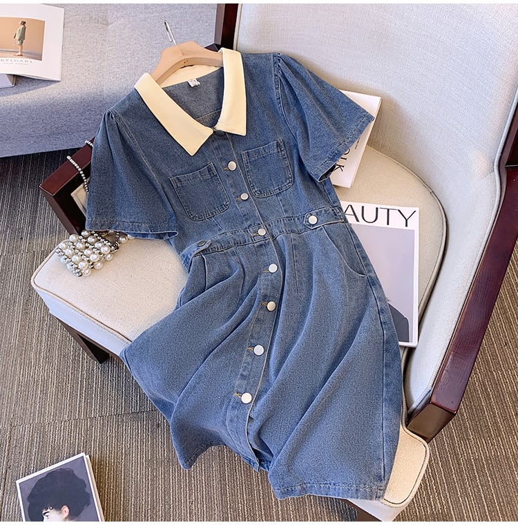 おすすめ シンプル スウィート デニム ワンピースins-8337