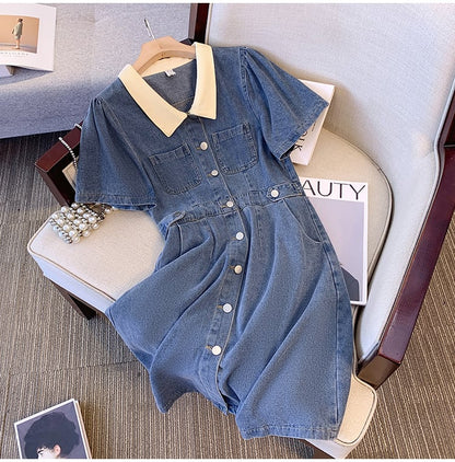 おすすめ シンプル スウィート デニム ワンピースins-8337