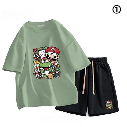 超人気  ファッション男女兼用 半袖Ｔシャツⅹパンツセット全6色ins-6593