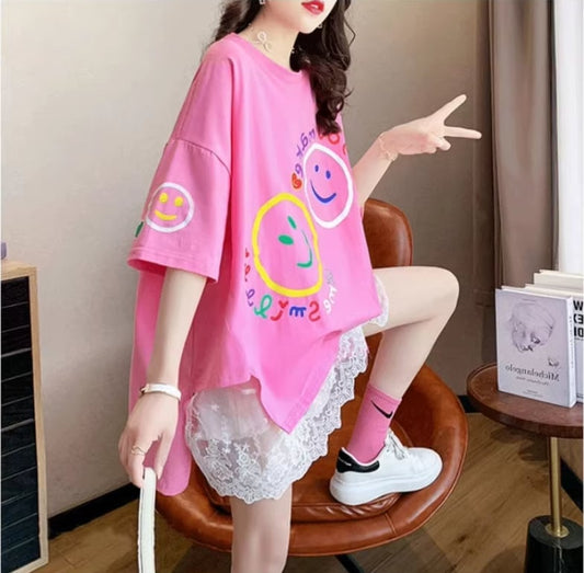 新作 レイヤード風 ロゴ プリント ゆったり 半袖 Ｔシャツ 全3色ins-4948