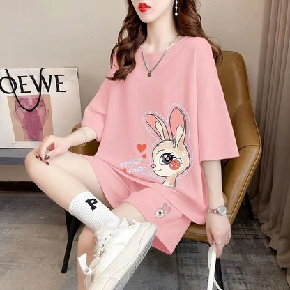 今季マストバイ 大人可愛い ルーズ  半袖Ｔシャツⅹパンツセット全3色 ins-8202