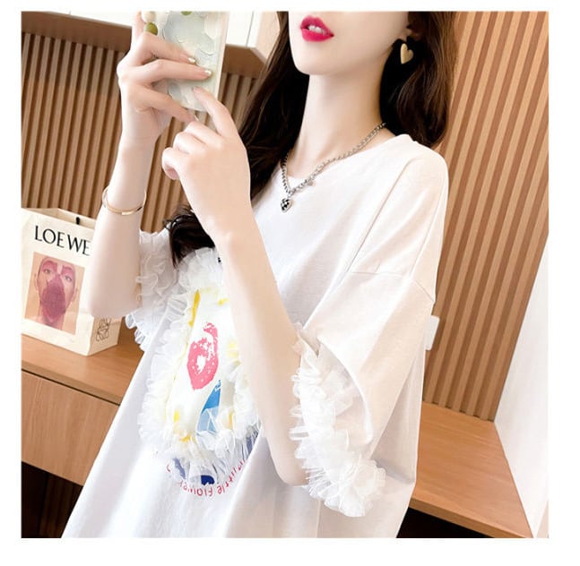 新作 個性的なデザイン 好感度満載 ラウンドネック  Tシャツ カットソーins-8405