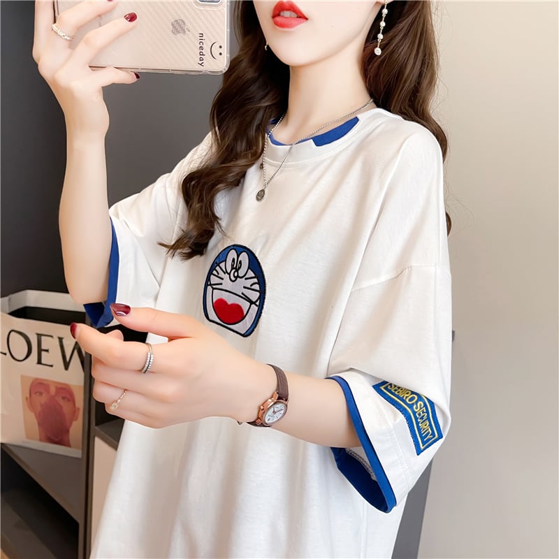 好感度満載 ラウンドネック プリント Tシャツ カットソー全3色ins-8223