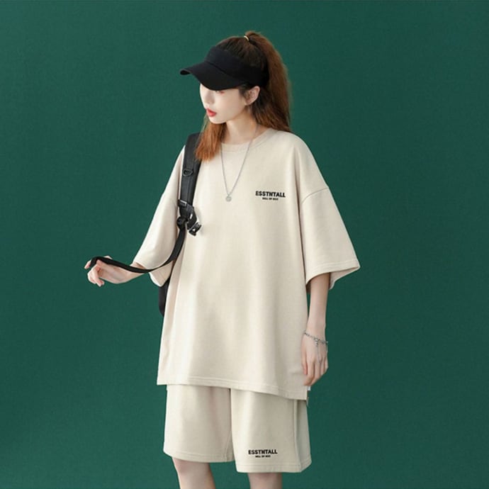 【半額セール】早い者勝ち 男女兼用 半袖Ｔシャツⅹパンツセット全4色ins-6549