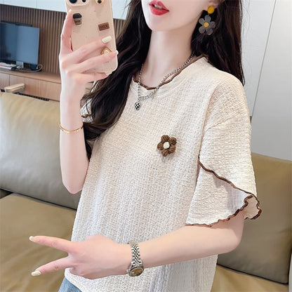 美人度アップ キュート スウィート 5色選択 半袖Tシャツins-8578