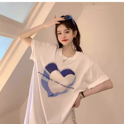 売り切れ必至 上質 カジュアル ファッション プリント 半袖Tシャツins-8586