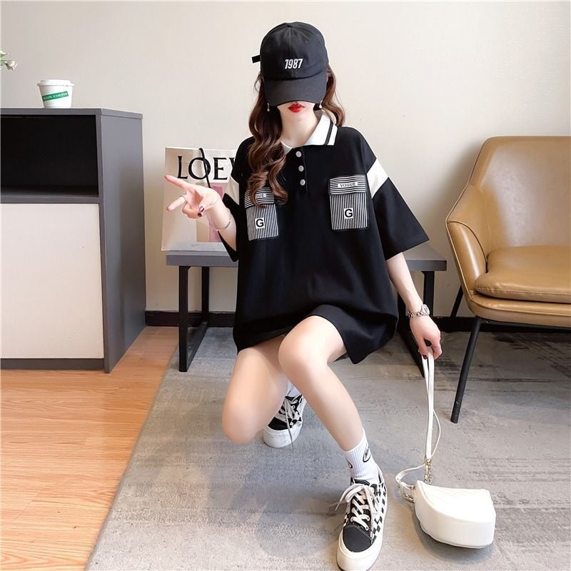 絶対流行 カジュアル  2色選択可 切り替え 半袖 Tシャツ カットソーins-8292