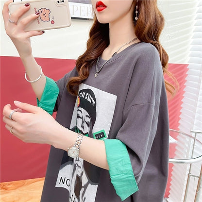 【半額！期間限定！！】今季マストバイ カジュアル プリント Tシャツ カットソー ワンピースins-8533