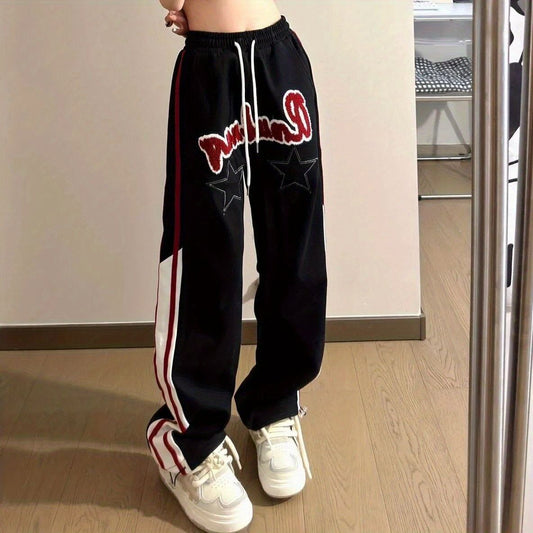 絶対欲しい アバンギャルド ストライプ 柄 切り替え 男女兼用 パンツ ins-4991