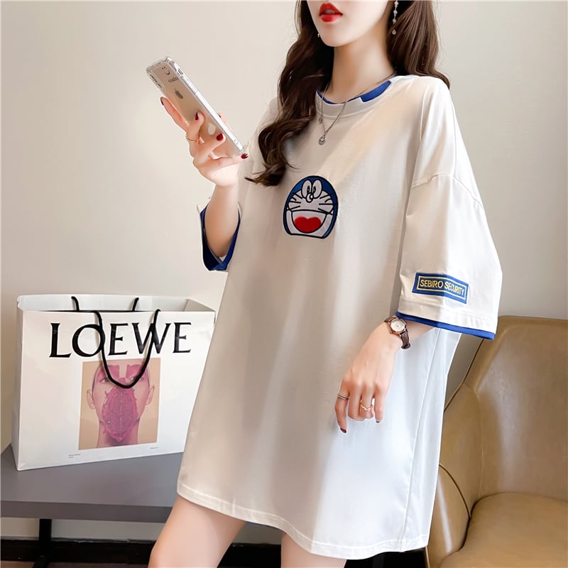 好感度満載 ラウンドネック プリント Tシャツ カットソー全3色ins-8223