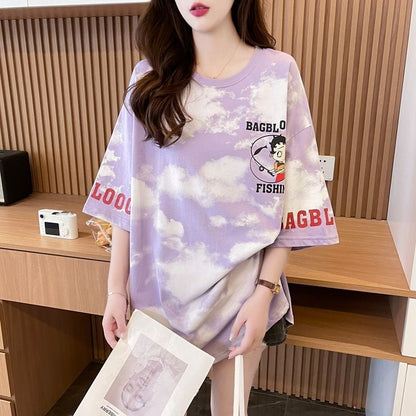 超人気 ロゴ プリント  ゆったり 3色 半袖Tシャツins-8348