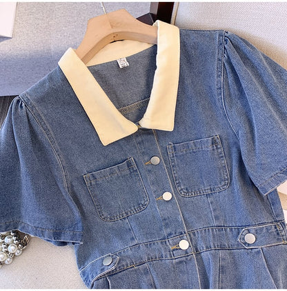 おすすめ シンプル スウィート デニム ワンピースins-8337