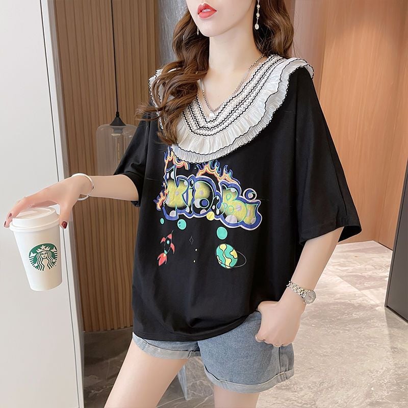 【半額！期間限定！！】オシャレ度満点 着心地抜群 キュート プリント 全3色 Tシャツ カットソーins-8536