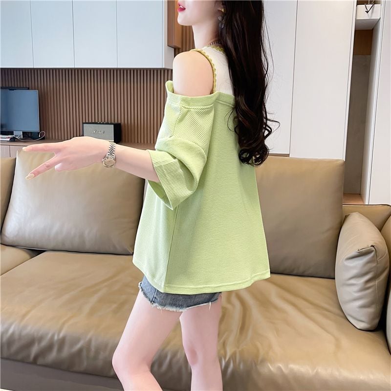 好感度100％ キュート ラウンドネック 半袖 Tシャツ ins-8628