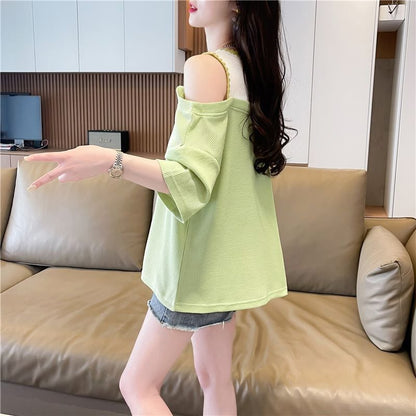 好感度100％ キュート ラウンドネック 半袖 Tシャツ ins-8628