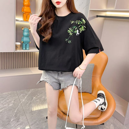 新商品 上質 カジュアル 刺繍 半袖Tシャツ カットソーins-8219