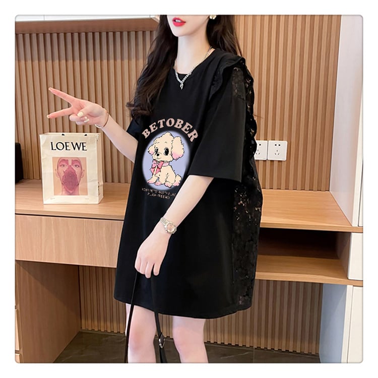 今季マストバイ 可 レース 透かし彫り 切り替え 2色選択 Tシャツ カットソーins-8493