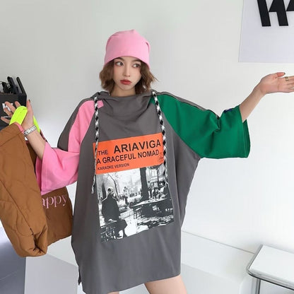 売り切れ必至 カジュアル プリント 切り替え 半袖Tシャツ カットソーins-8257