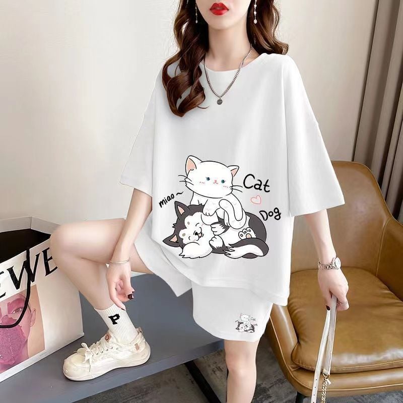 大人可愛い  上質 半袖Ｔシャツⅹパンツセット全4色 男女兼用 ins-6551