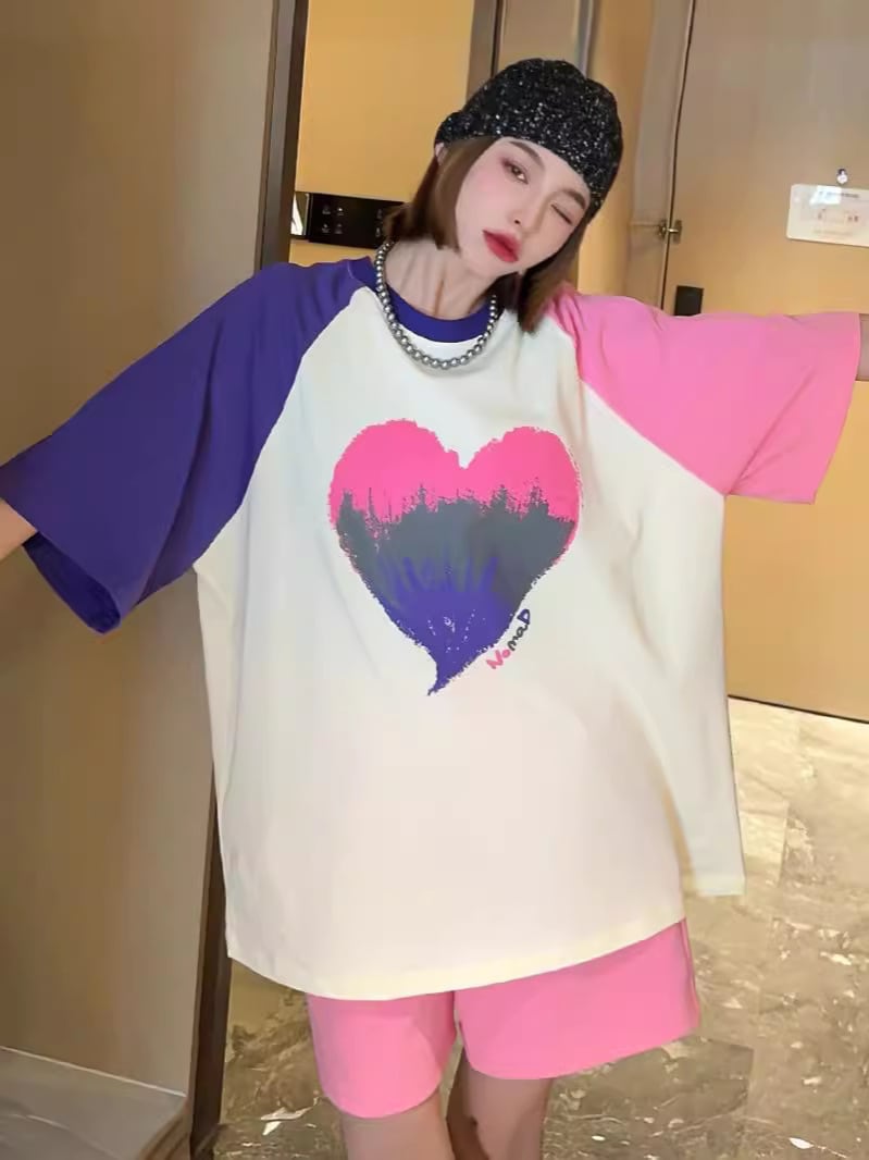 絶対欲しい  ロゴ プリント カラーマッチング  ゆったり 3色半袖Tシャツins-8383