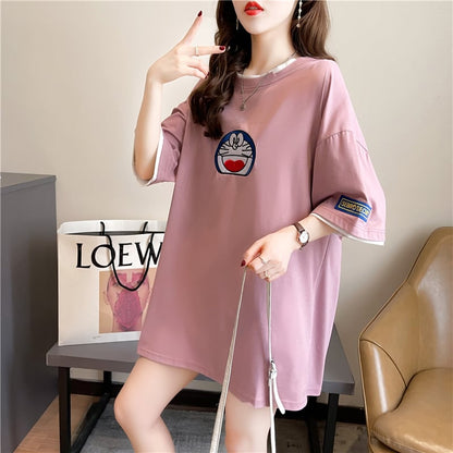 好感度満載 ラウンドネック プリント Tシャツ カットソー全3色ins-8223